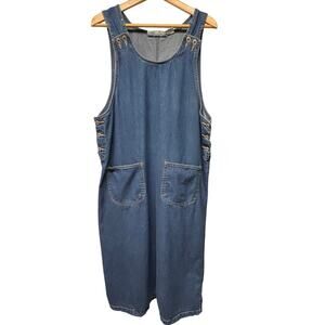 Vintage Smart Objects Cotton Denim Jean Sleeveless Overall Dress Plus Size 1X